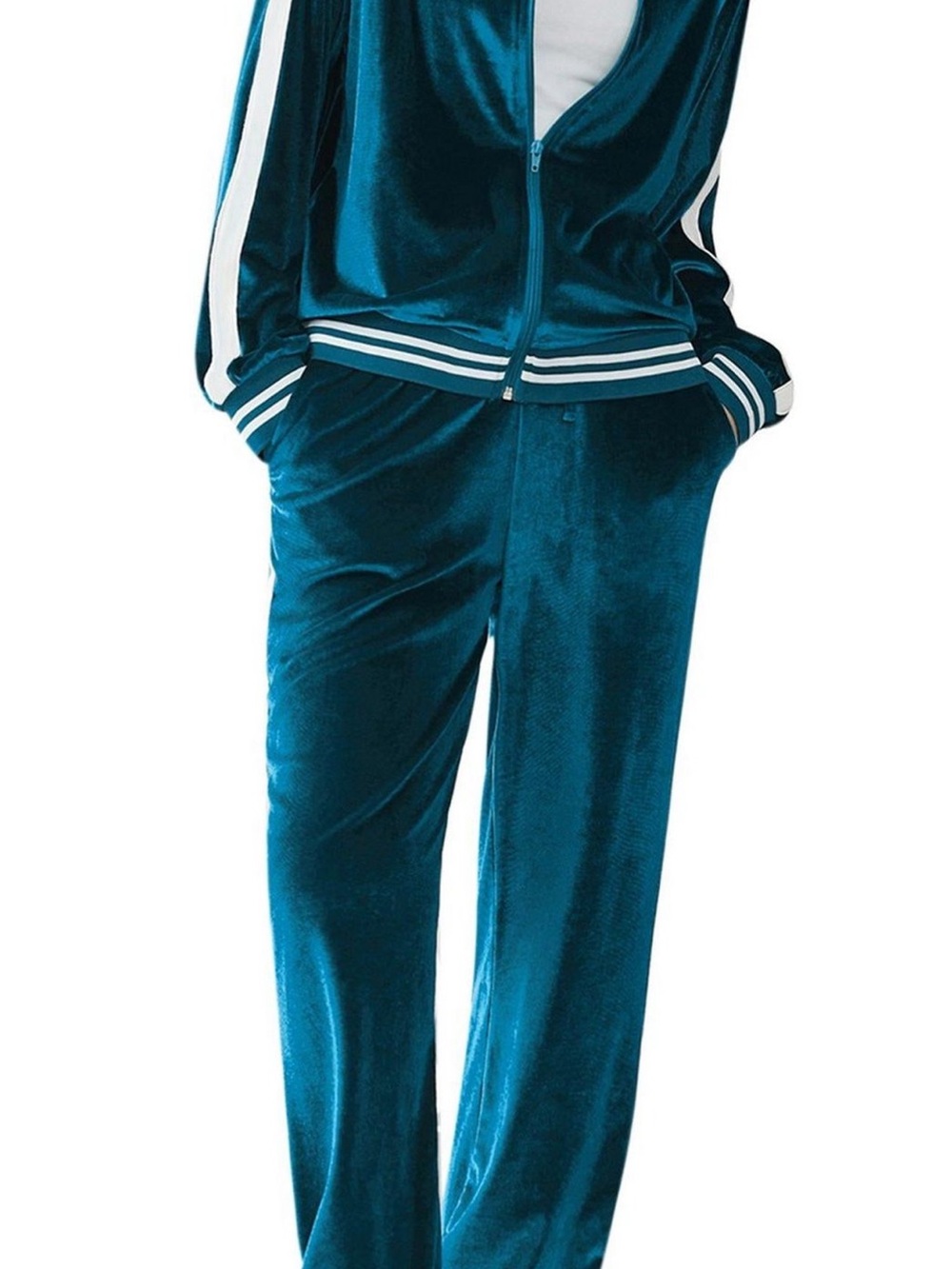 Velvet Relaxed Track Pants - Teal